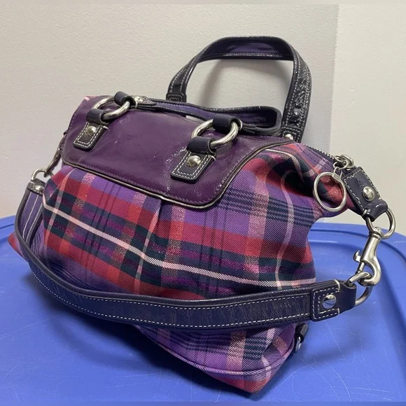 Coach Poppy Tartan Plaid Satchel - Gorgeous Purple! - Picture 5 of 13